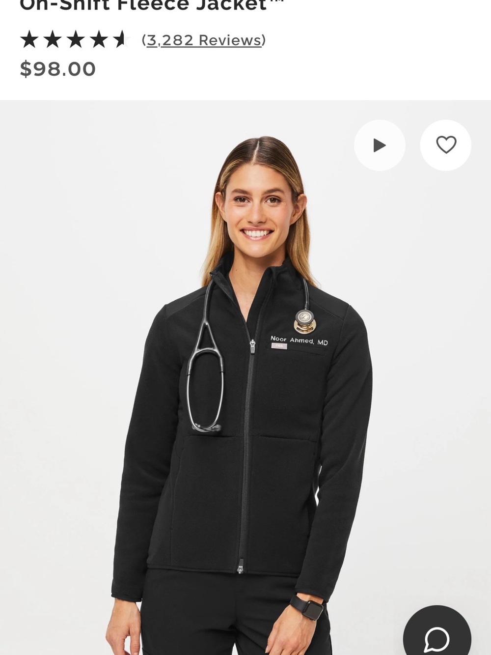 Figs Women's Black Teddy Fleece Jacket